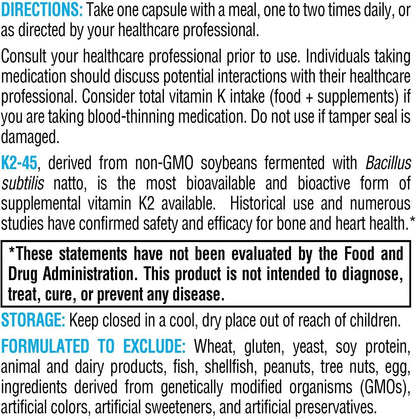 XYMOGEN K2-45 - 45 mcg de Vitamina K2 (MK-7) - 60 Cápsulas Vegetarianas – Image 3