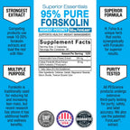 PEScience Forskolin-95+ Cápsulas, 95% Forskolina Pura de Extracto de Coleus Forskohlii con Extracto de Hemerocallis Fulva, ForsLean Patentado, 50 mg, 60 Unidades