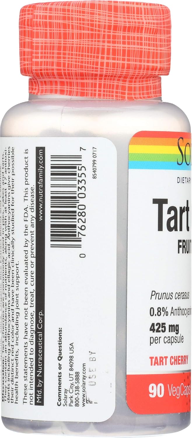 SOLARAY Extracto de Cereza Ácida 425mg | 90 Cápsulas | Concentrado con Antocianinas