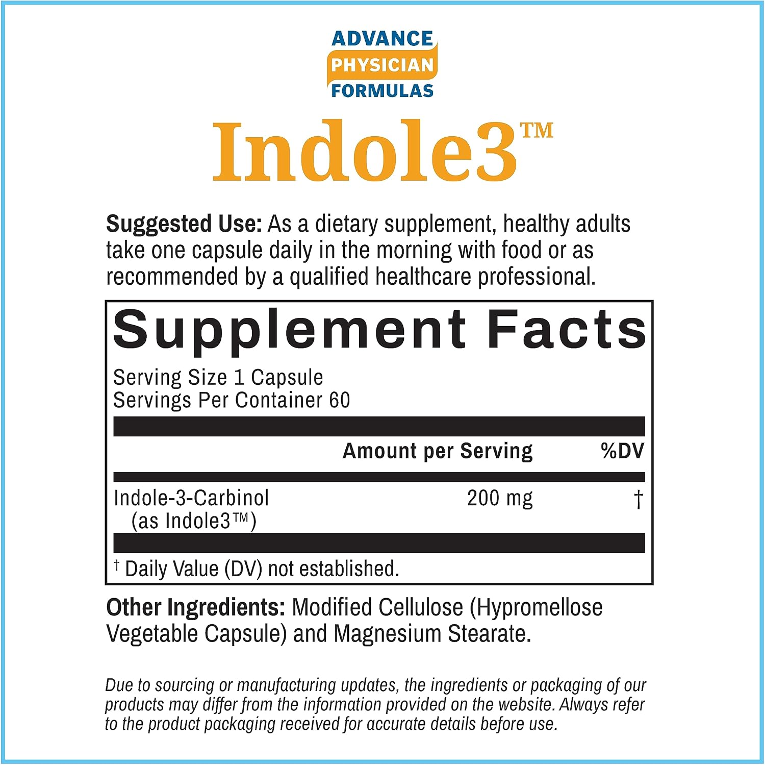 Indol-3-Carbinol, 200 mg, 60 Cápsulas Vegetales
