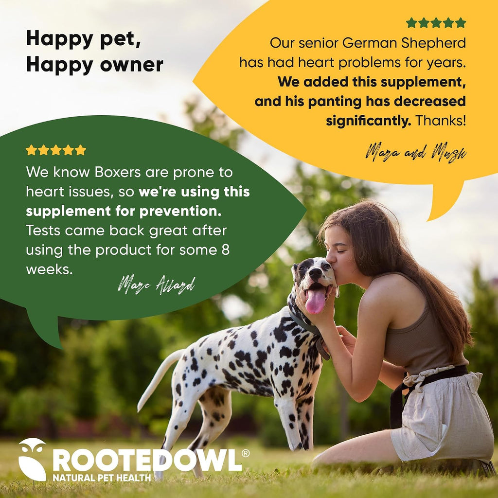 Rooted Owl® Cardio Support para Perros - L-Carnitina y Taurina - 60 Cápsulas Veganas