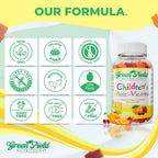 Greenfield Nutritions Multivitamínico Halal para Niños - Gominolas sin Gelatina con Vitaminas A, B, C, D, Yodo y Zinc - 90 Unidades
