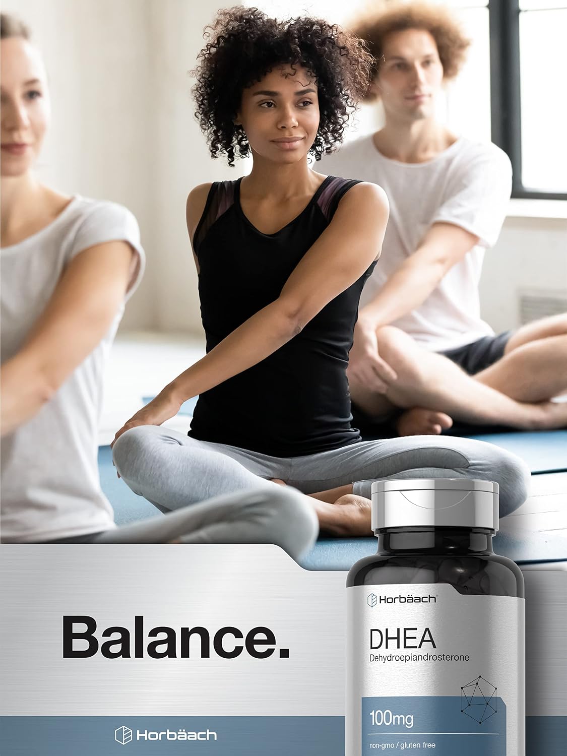 Horbäach DHEA 100mg | 200 Cápsulas | Suplemento para Hombres y Mujeres | No OGM, Sin Gluten
