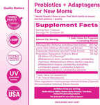 Pink Stork Probióticos Postnatales - 30B UFC con Ashwagandha y Manzanilla, 30 Cápsulas