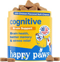 Happy Paws Cognitive Taurine Supplement for Dogs - Soft Chews con Espirulina, CoQ10 y Vitaminas B