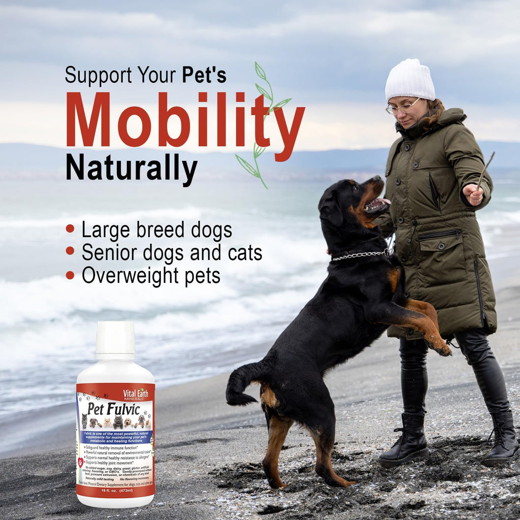 Vital Earth Minerals Pet Fulvic - Alivio para Alergias y Apoyo Articular, 16 oz (Pack de 2)