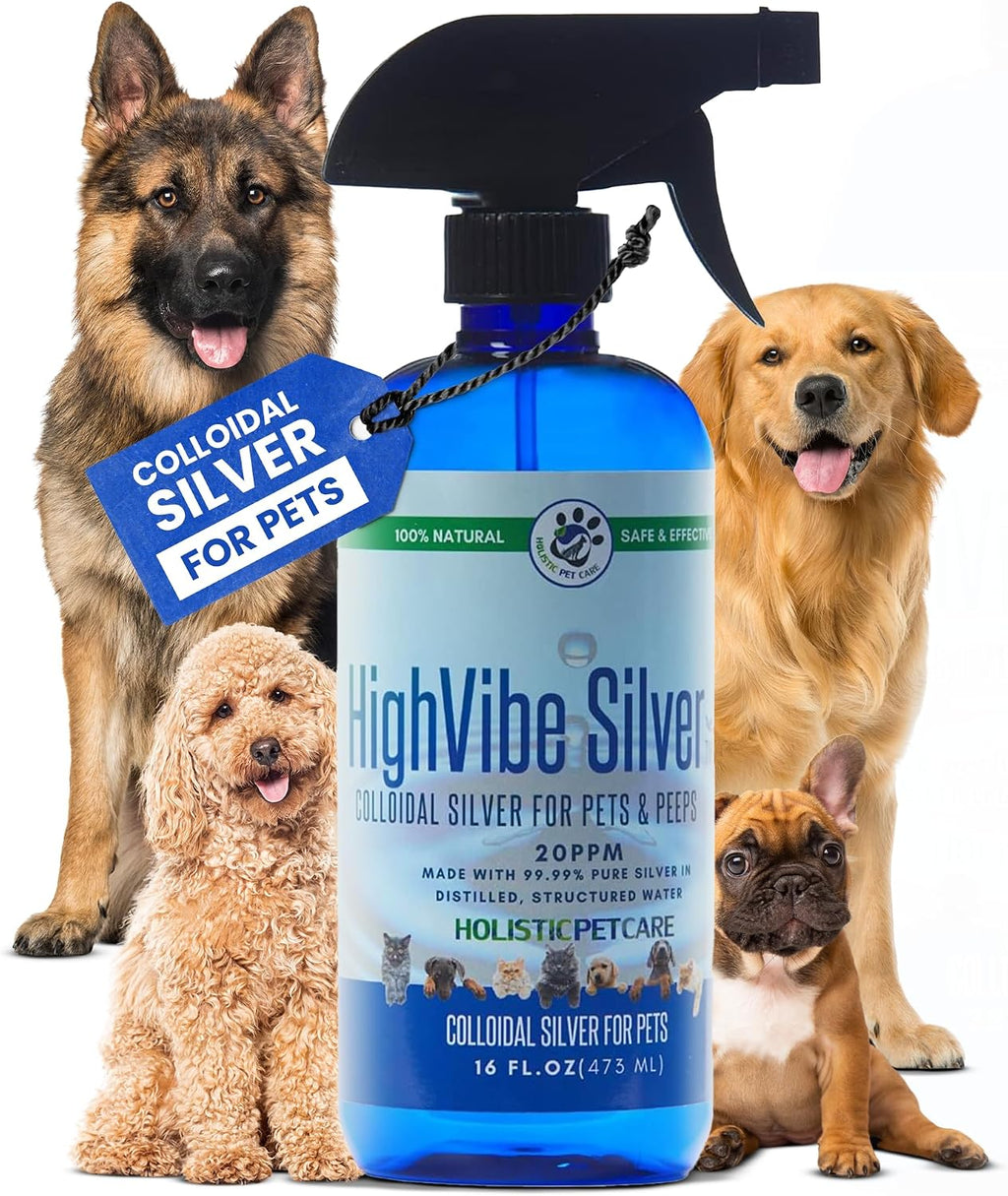 Coloide de Plata para Perros, Gatos, Caballos y Pájaros – 20 PPM – Cuidado de Heridas, Hot Spots, Alivio de la Piel y Apoyo Inmunológico – Solución Natural, Spray (473 ml)