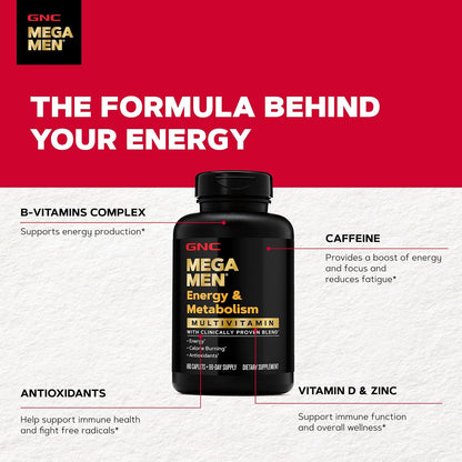 GNC Mega Men Energy & Metabolism Multivitamínico para Hombres - 180 Comprimidos – Image 5