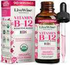 Live Wise Naturals Gotas Líquidas Orgánicas de Vitamina B12 para Niños, 12 ml (0.4 fl oz)