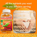 MonesAli Prenatal Gummies - Multivitamínico Prenatal y Postnatal Vegano con Folato, DHA, Hierro y Biotina - 90 Gominolas