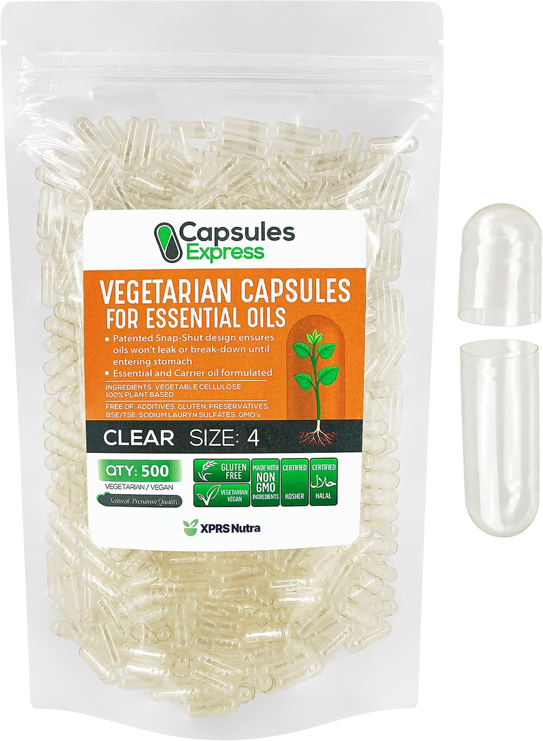 XPRS Nutra Cápsulas Vacías Veganas Tamaño 4 - 500 uds