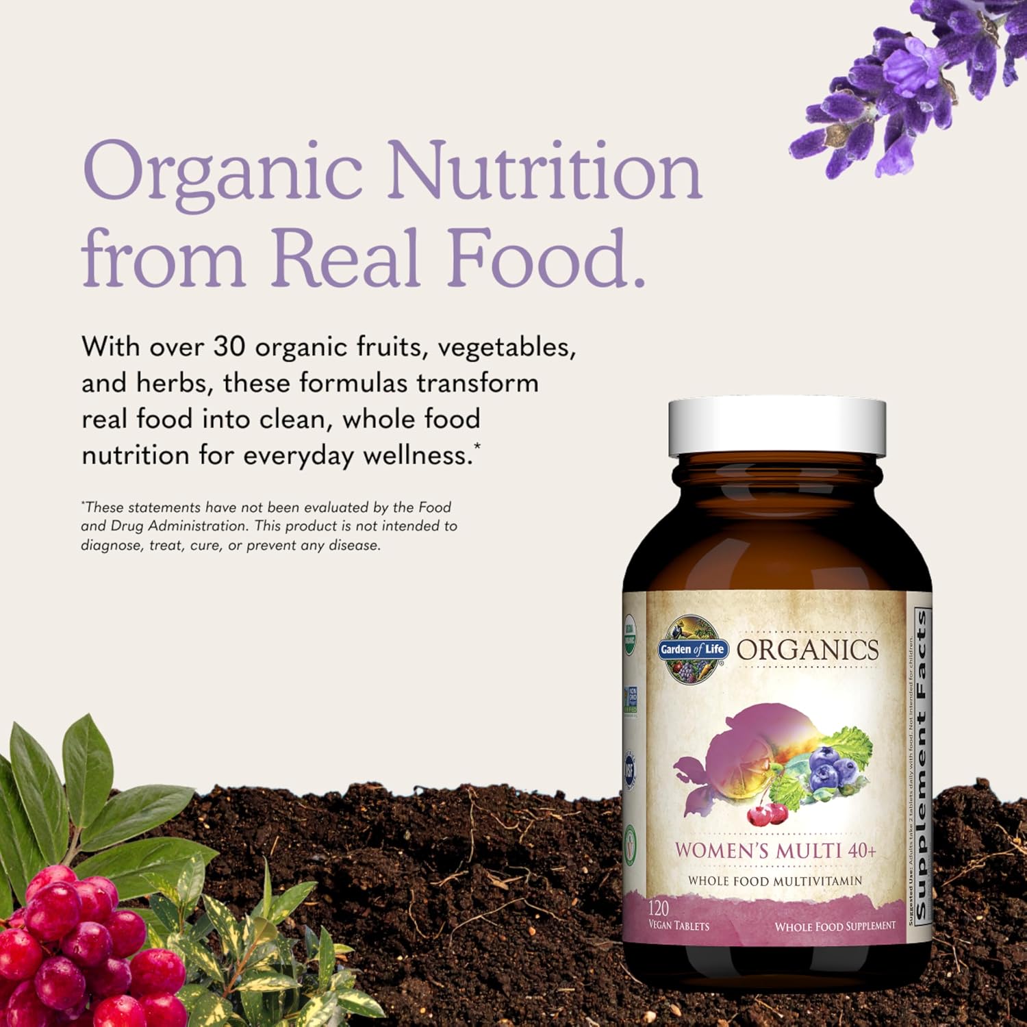 Garden Of Life Multivitamínico Orgánico para Mujeres 40+, 120 Comprimidos