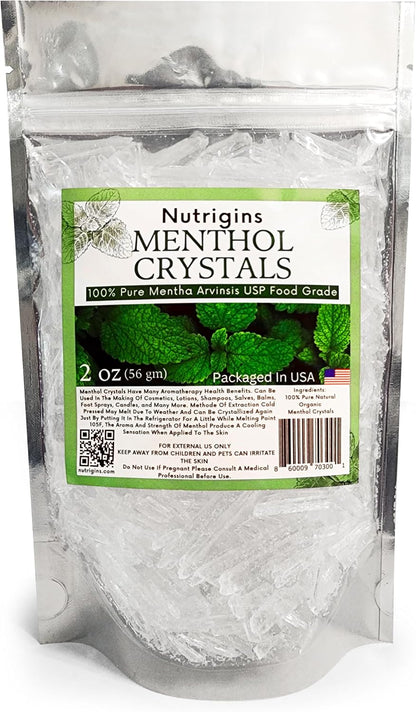 Cristales de Mentol Puro Orgánico 100% Natural - 56g (2 oz) - Nutrigins – Image 1