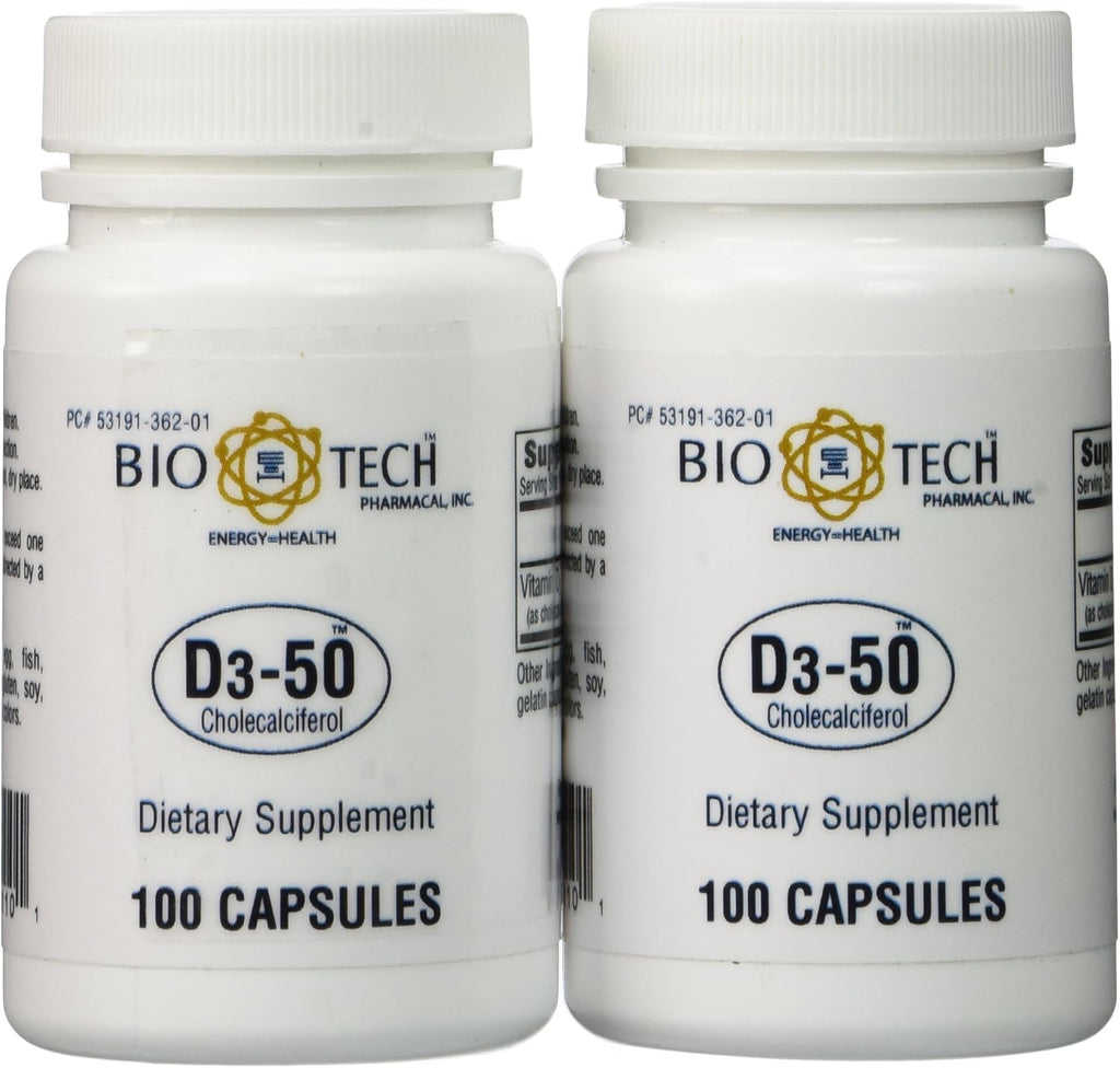 Bio-Tech - D3-50 50.000 IU, 100 Cápsulas (Pack de 2)