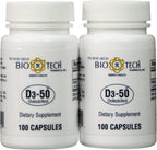 Bio-Tech - D3-50 50.000 IU, 100 Cápsulas (Pack de 2)