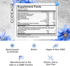 Codeage Beauty Tonic - Suplemento de Biotina 1500 mcg con Vitaminas y Alimentos Orgánicos - 90 Cápsulas Veganas