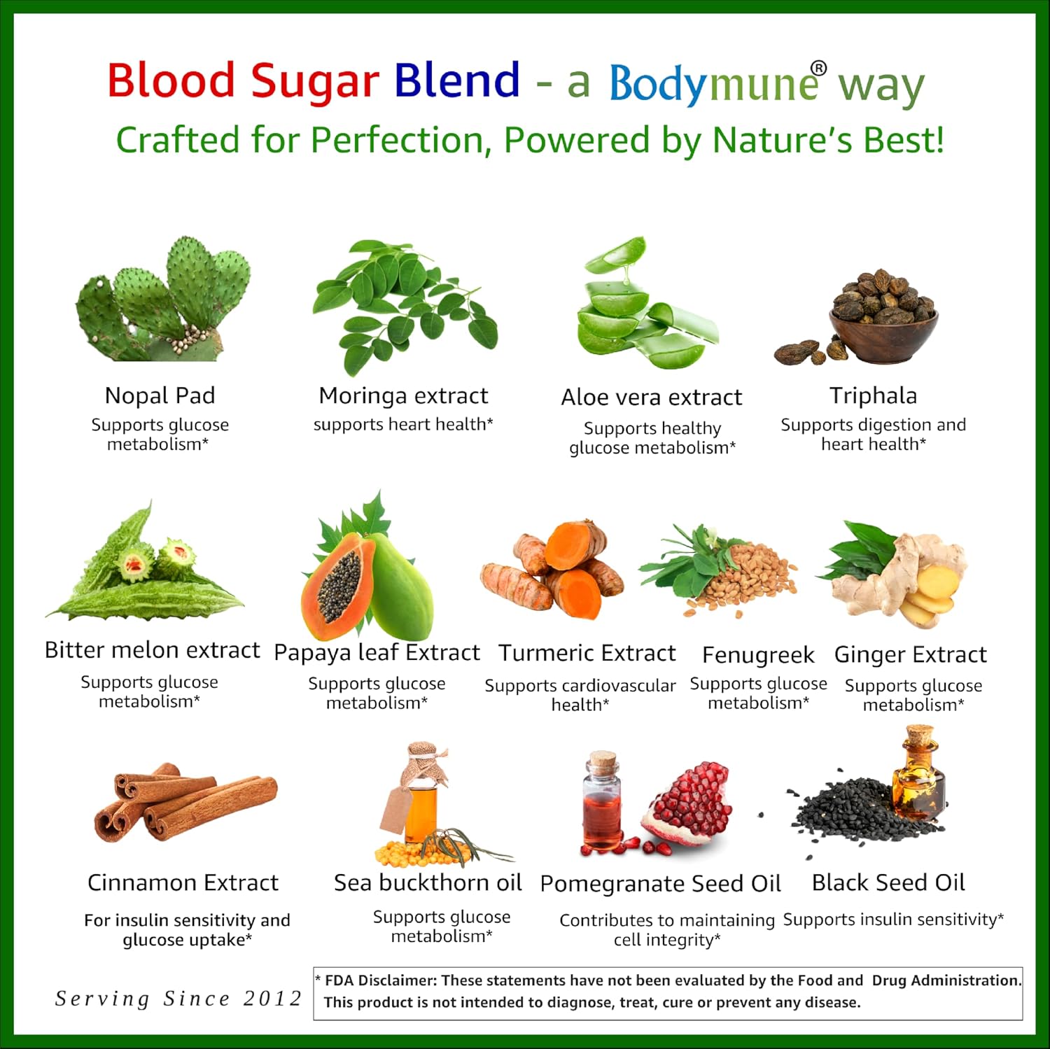 Bodymune Blood Sugar Blend – Suplemento orgánico de apoyo metabólico – con melón amargo, moringa y aceite de semilla negra – 66 cápsulas – USDA Orgánico, Vegano, No GMO