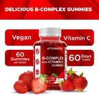 Vitamatic Complejo B en Gominolas con Vitamina C e Inositol - Sabor Natural Fresa - 60 Gominolas