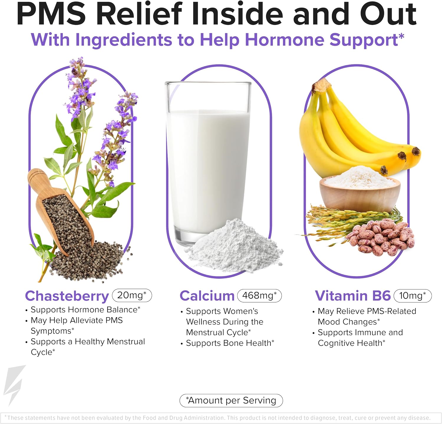 Inno Complete PMS Support - Suplemento para el síndrome premenstrual con sauzgatillo, vitamina B6 y calcio (28 cápsulas)