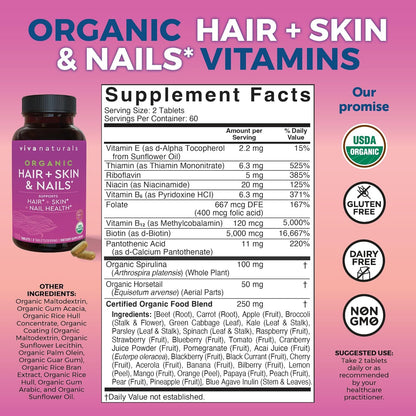 Viva Naturals Biotina 5000 mcg para Cabello, – La biotina contribuye al funcionamiento normal del sistema nervioso. – Image 2