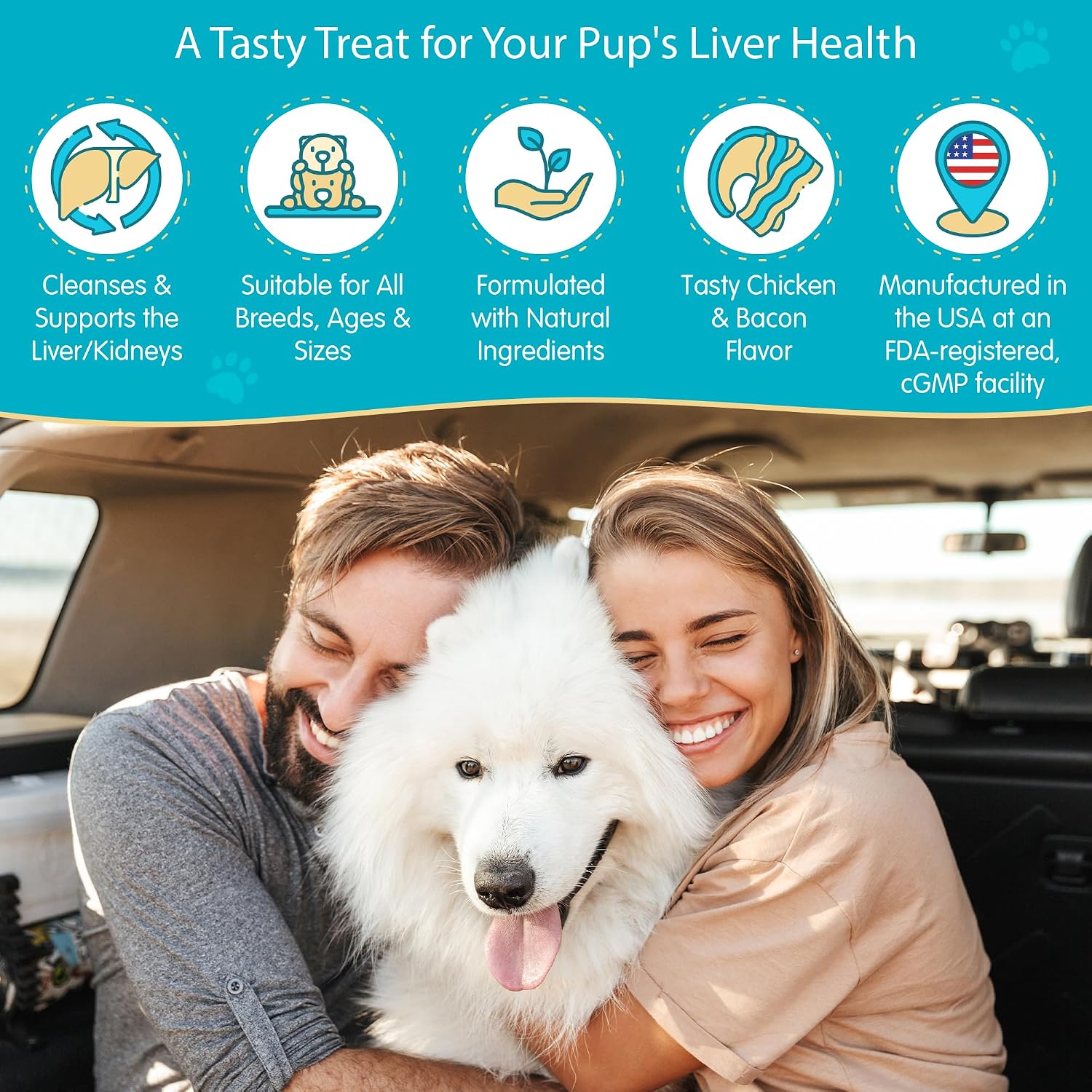 Wanderfound Pets Cardo Mariano para Perros – Sabor Salmón y Bacon – Complemento Natural para el Hígado – 100 Comprimidos Masticables