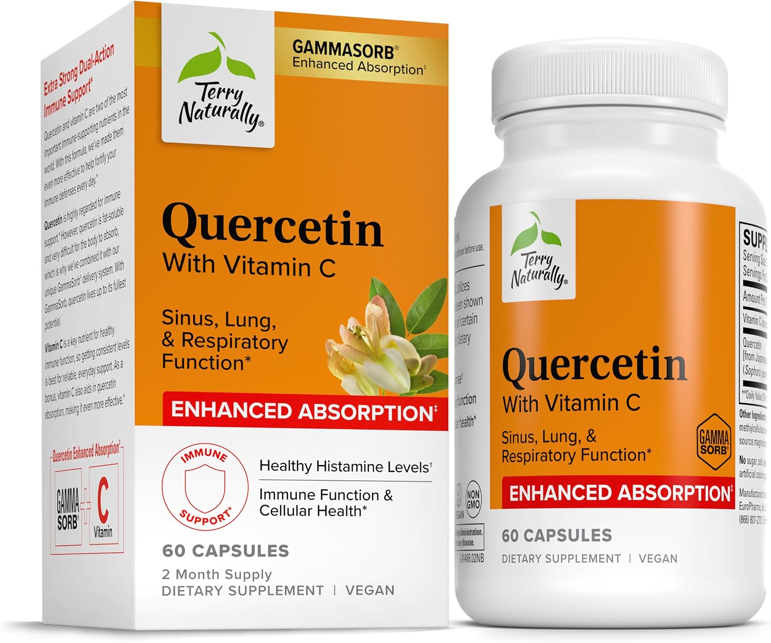 Terry Naturally EuroPharma Quercetin with Vitamin C Extra Strength - Ultra Absorption 60 Cápsulas