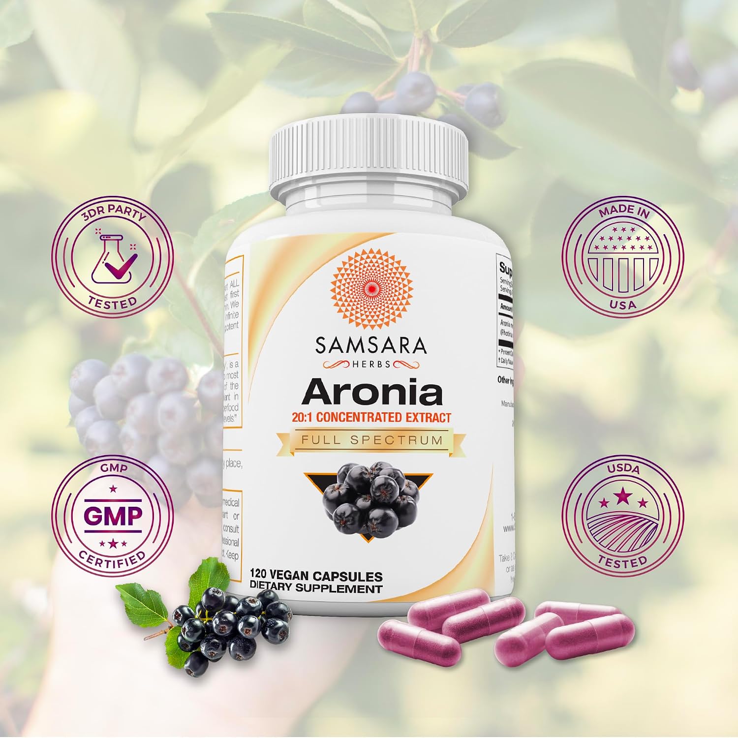 Extracto de Aronia Berry 20:1 – 120 Cápsulas de 500 mg