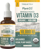 Vitamina D3 Orgánica 10.000 UI - Gotas Sublinguales Veganas de Alta Absorción - Triquetra Health
