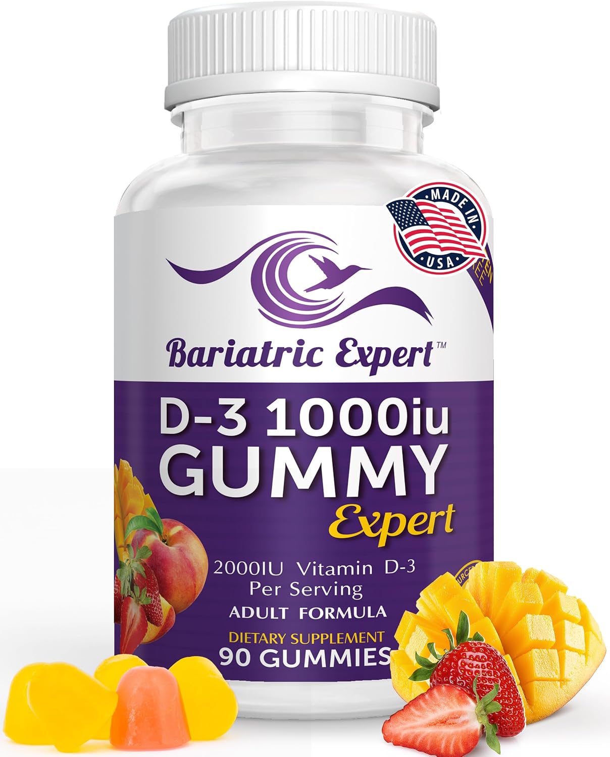 Bariatric Expert D3 Vitamina – Suplemento alimenticio de disolución rápida para adultos después de cirugía bariátrica, 90 unidades