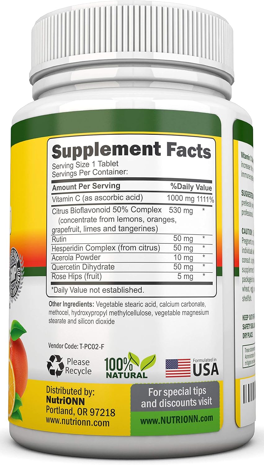 Super Vitamin C Complex - 1695mg - 180 Comprimidos - NutriONN