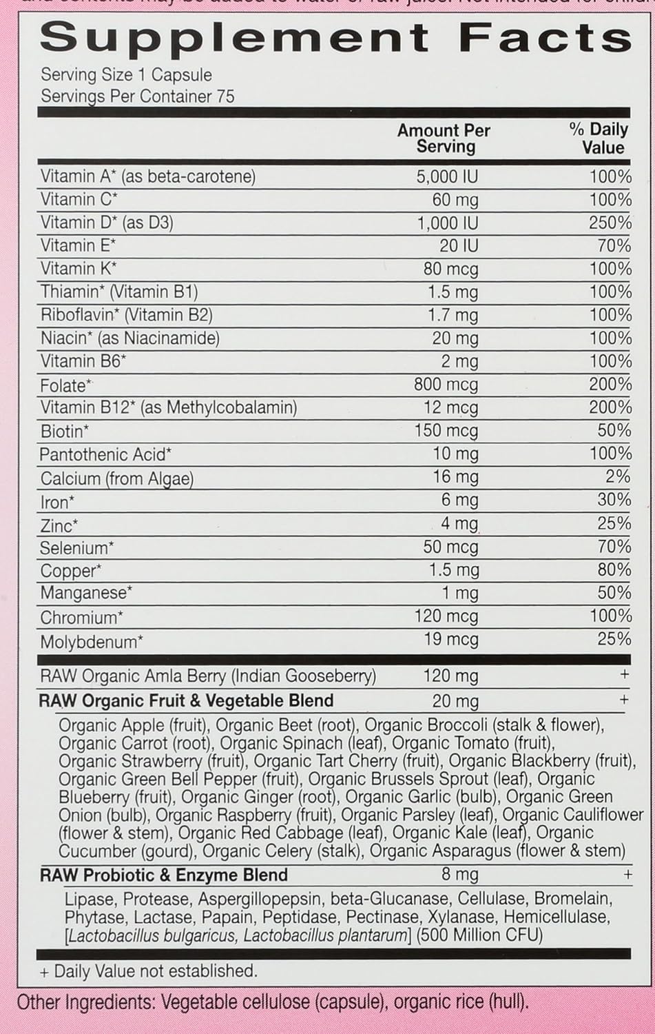 Garden of Life, Raw Vitamin Code One for Women, 75 Cápsulas
