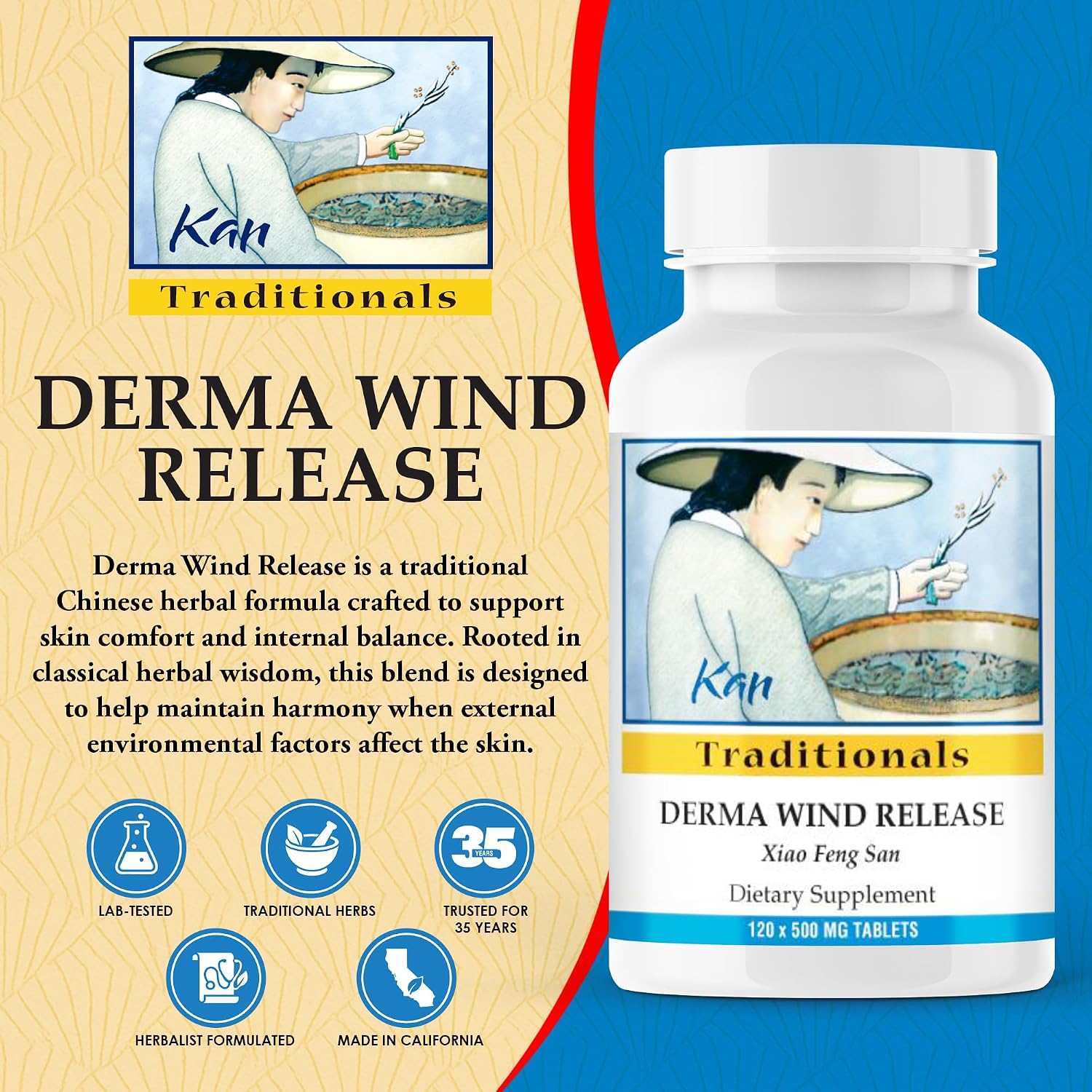 Kan Herbs - Derma Wind Release 120 comprimidos