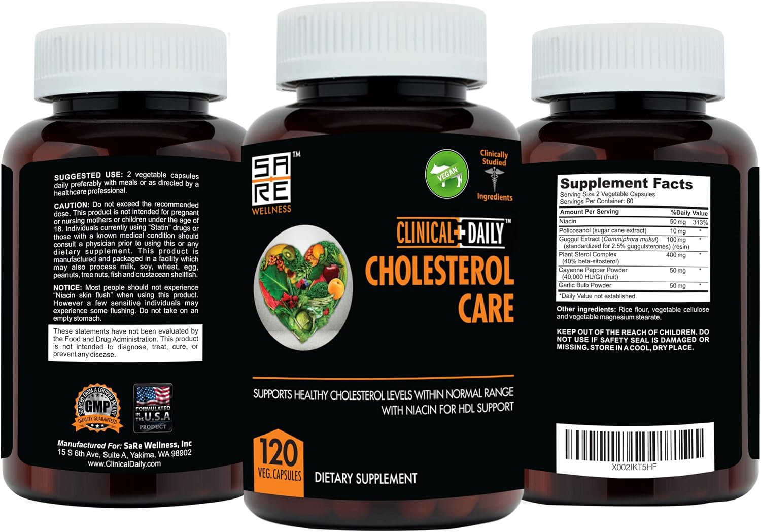 Clinical Daily Cholesterol Care - Complemento para el Colesterol con Esteroles Vegetales, Vegano, 120 Cápsulas