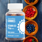 NaturesPlus Gominolas de Vitamina D3 1000 IU - 60 Gominolas, Sabor a Bayas Mixtas