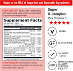 NatureWise Super Complejo B - con Vitamina C, Ácido Fólico, Biotina y Vitaminas B - Vegano, Sin Gluten - 60 Comprimidos