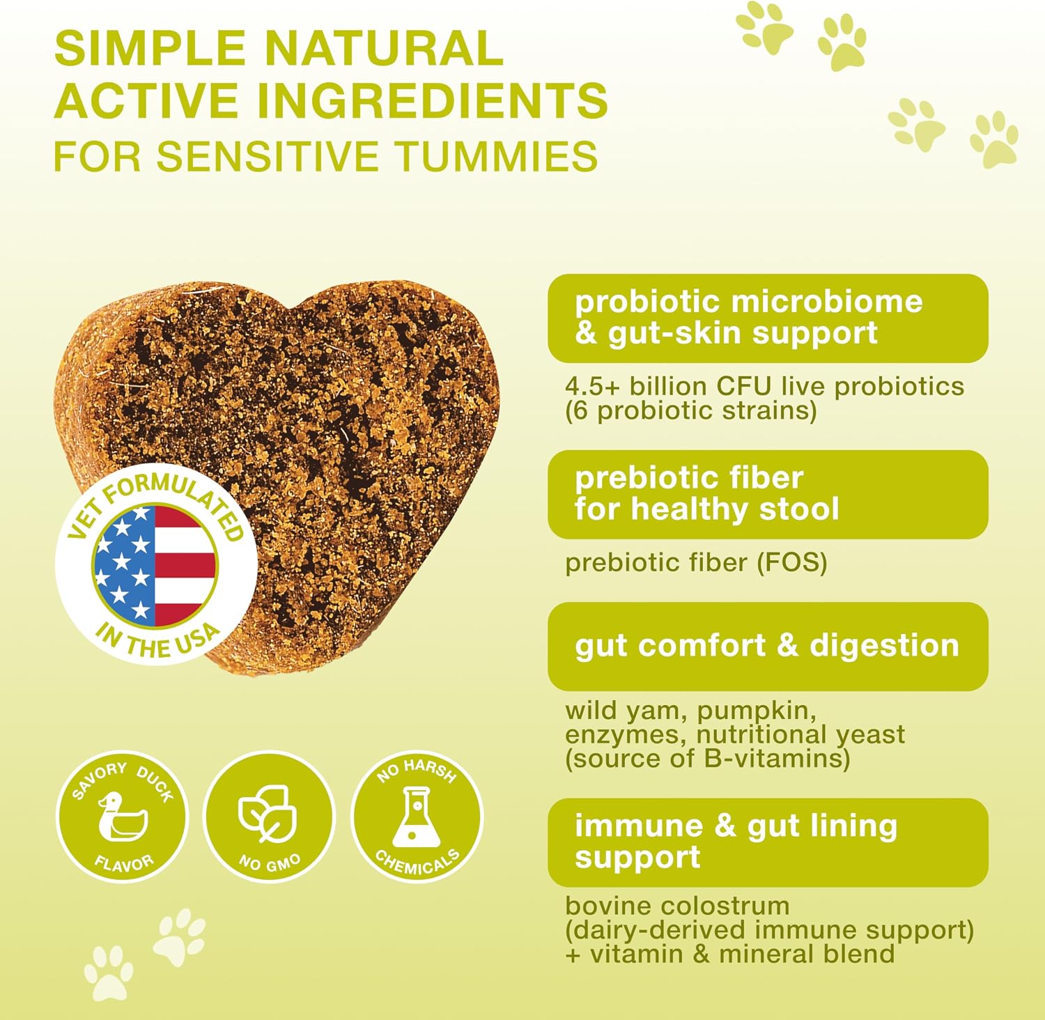 Kinpur Probióticos para Perros – 4 Mil Millones UFC, 6 Cepas + Colostro y Enzimas Digestivas – Sabor a Pato – 120 Masticables