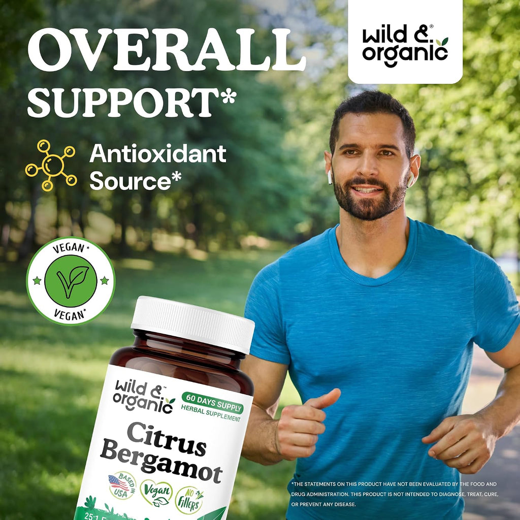 Wild & Organic Cápsulas de Bergamota Cítrica - Apoyo Antioxidante - 60 Cápsulas