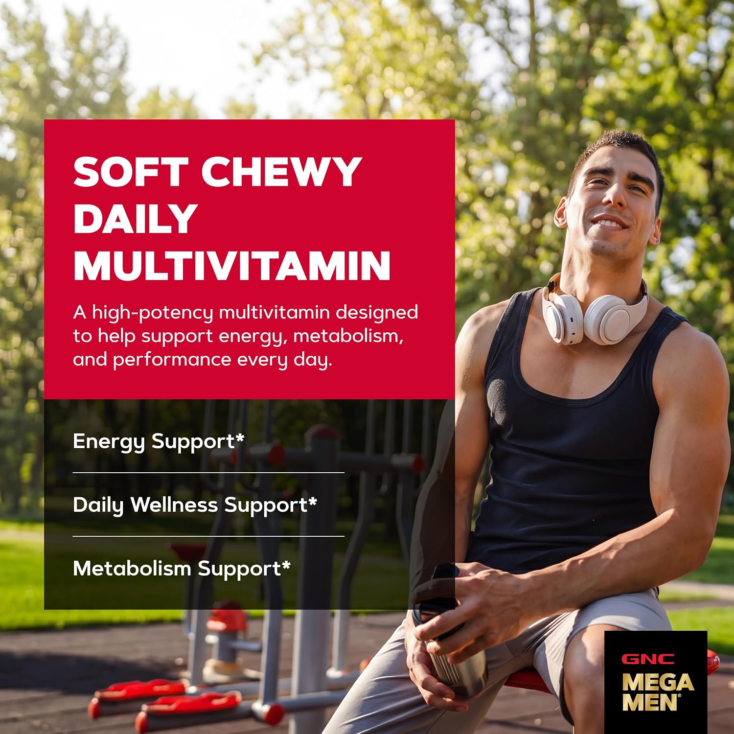 GNC Mega Men Multivitamínico en Gominolas Blandas para Hombres - Sabor Frutas Mixtas - 60 Unidades