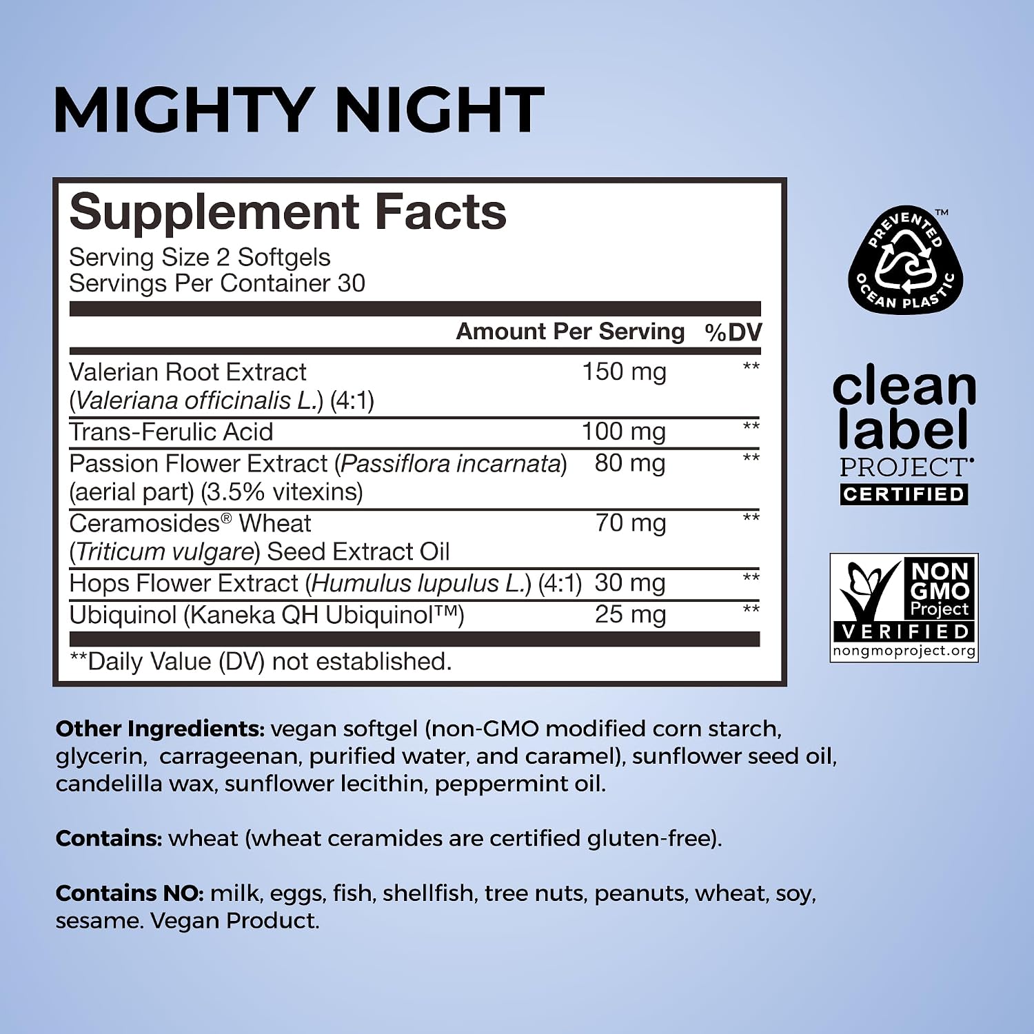 HUM Mighty Night - Suplemento Nocturno para el Sueño y el Cuidado de la Piel, 60 Cápsulas Veganas