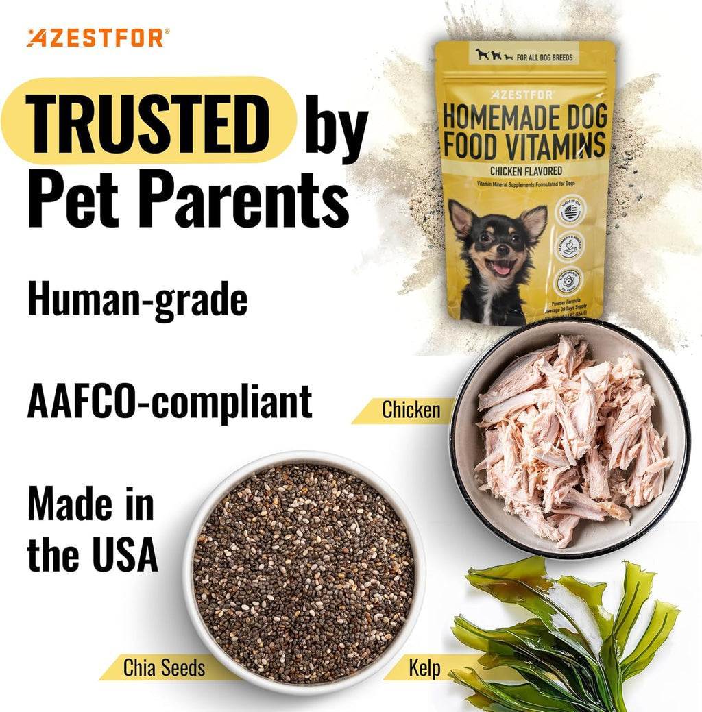 Azestfor Suplemento Multivitamínico para Perros – Dieta Casera – 16 oz (454 g) Polvo