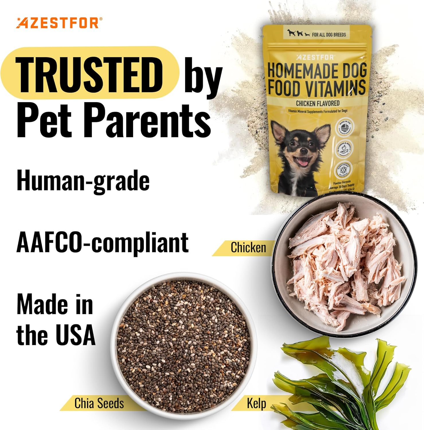 Azestfor Suplemento Multivitamínico para Perros – Dieta Casera – 16 oz (454 g) Polvo