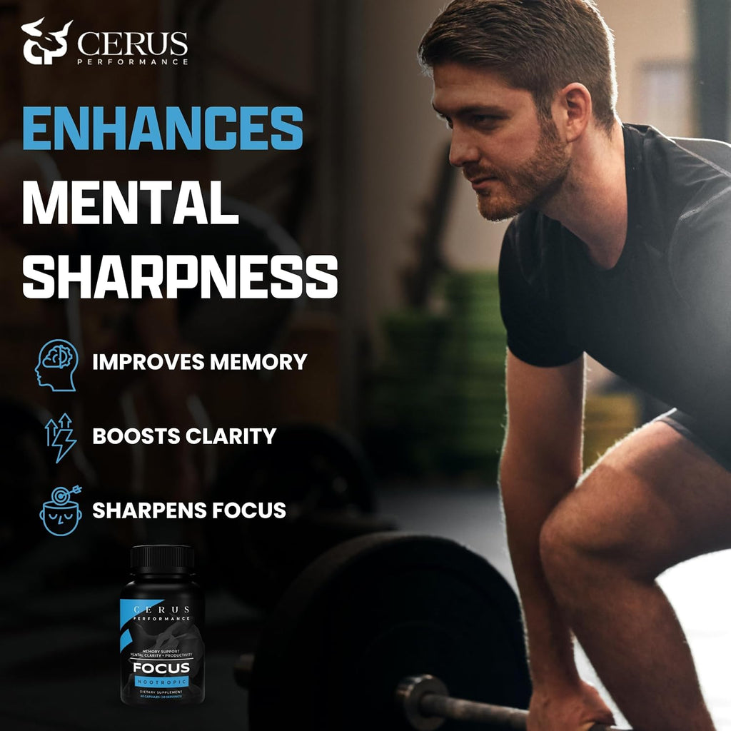 Cerus Performance Focus – Suplemento Nootrópico para Claridad Mental y Concentración – 60 Cápsulas