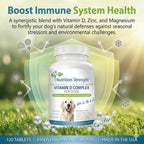 Nutrition Strength Vitamina D para Perros con Calcio, Magnesio y Zinc - 120 Comprimidos Masticables