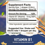 HoneyCombs Gotas de Alta Potencia de Vitamina B1 (Tiamina) y B2 (Riboflavina) - Sin Alcohol, Fácil Absorción