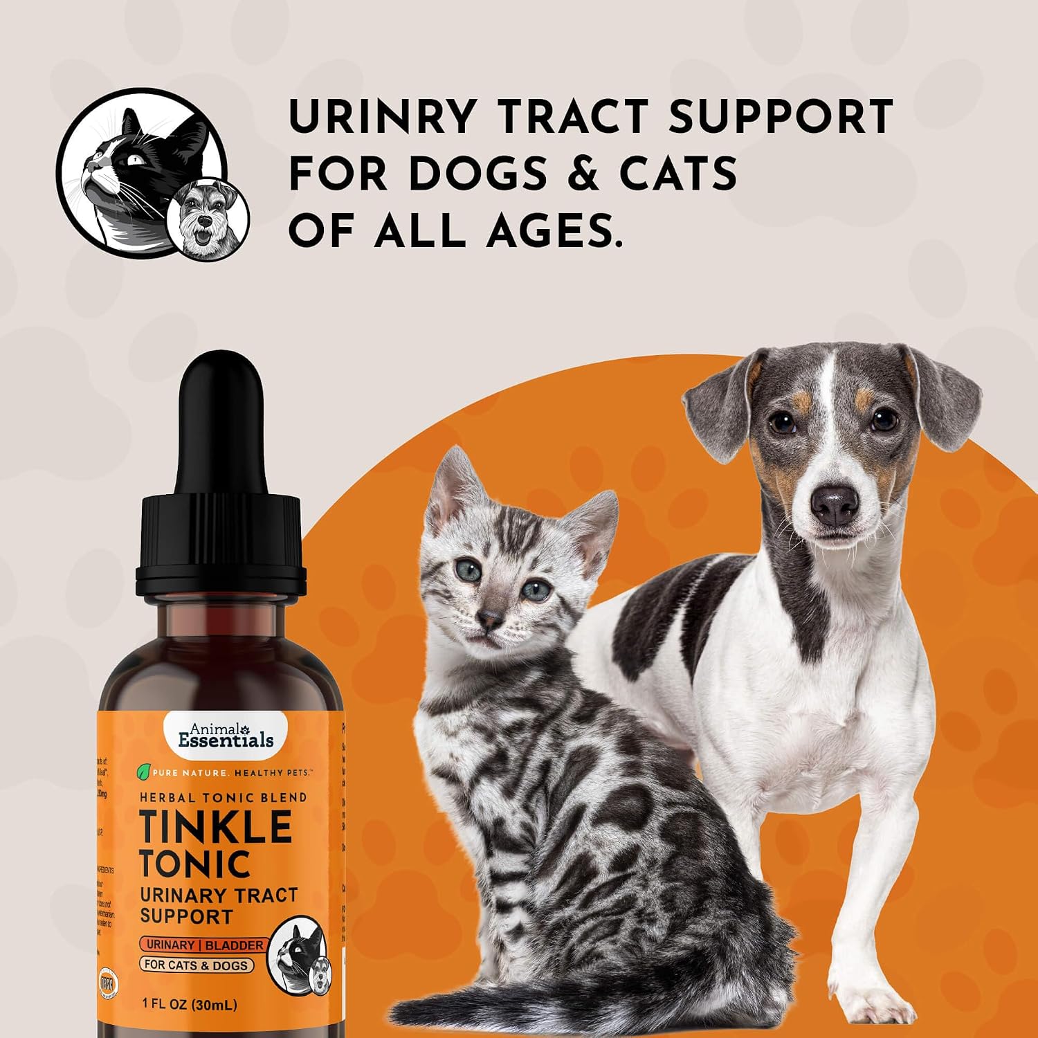 Animal Essentials Tinkle Tonic - Apoyo Urinario para Perros y Gatos, 1 fl oz