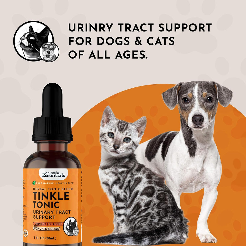 Animal Essentials Tinkle Tonic – Suplemento para el tracto urinario de perros y gatos, apoyo renal y vesical, con malvavisco – 60 ml