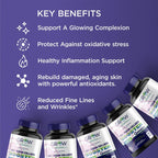 grow vitamin Collagen Booster Gummy Bears – Gominolas Veganas de Biotina para Piel, Cabello y Uñas – Sabor Fresa – 60 Gominolas