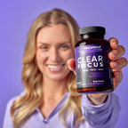 Clear Focus - Complemento para la memoria y concentración con Ashwagandha, Lion's Mane y Ginkgo Biloba, 120 cápsulas