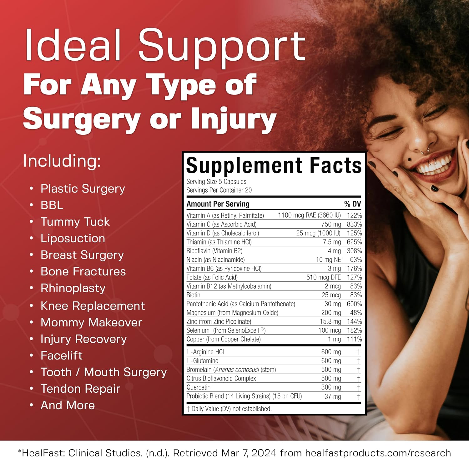 HealFast Suplemento de Recuperación Postoperatoria y Lesiones