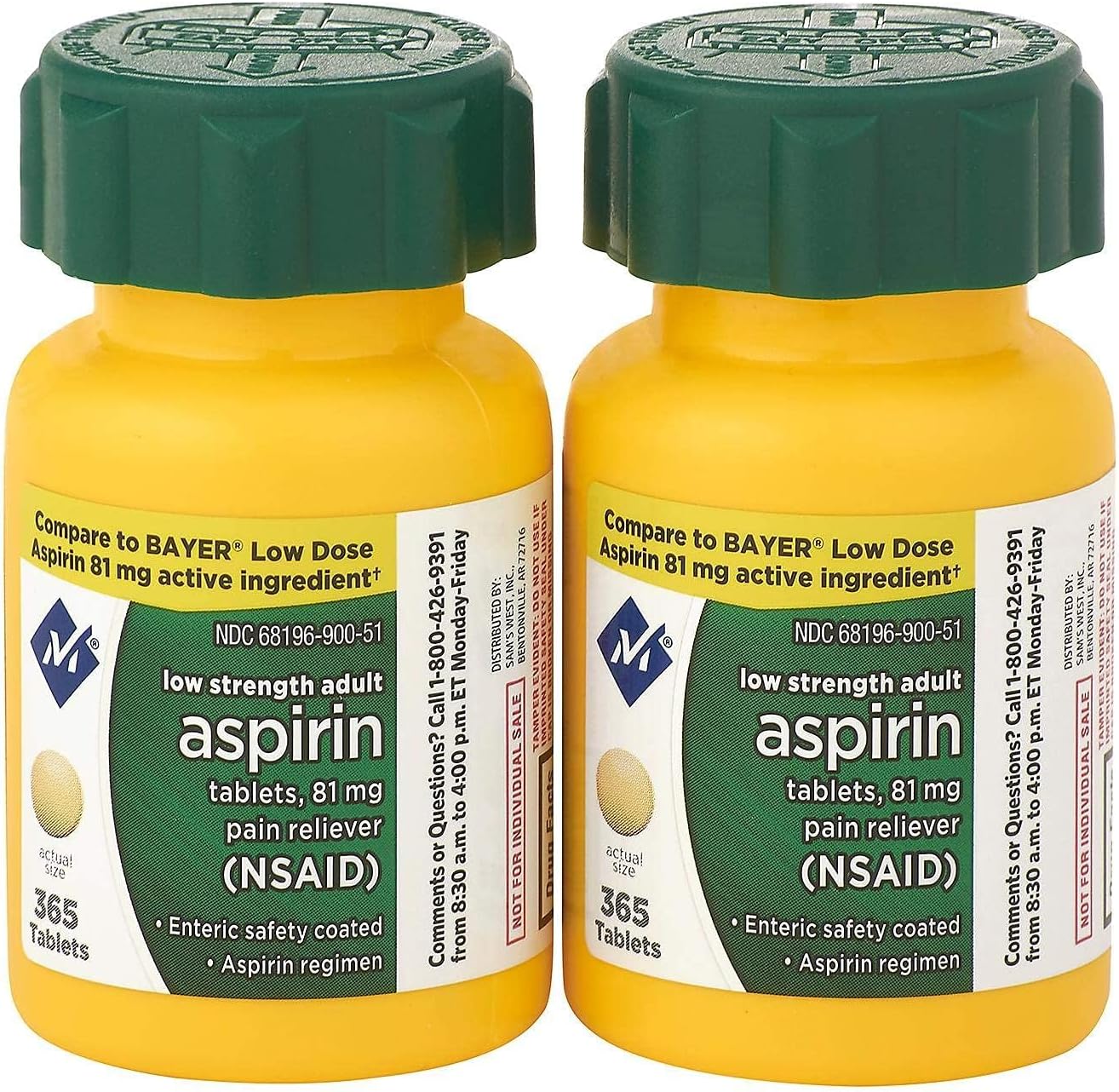 Aspirina 81 mg Baja Dosis - 730 Comprimidos (2 Envases de 365)